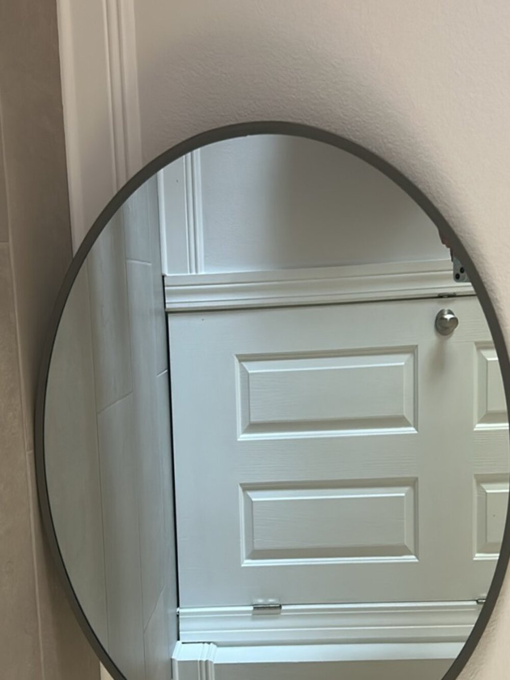 Circular Grey Edged Mirror.